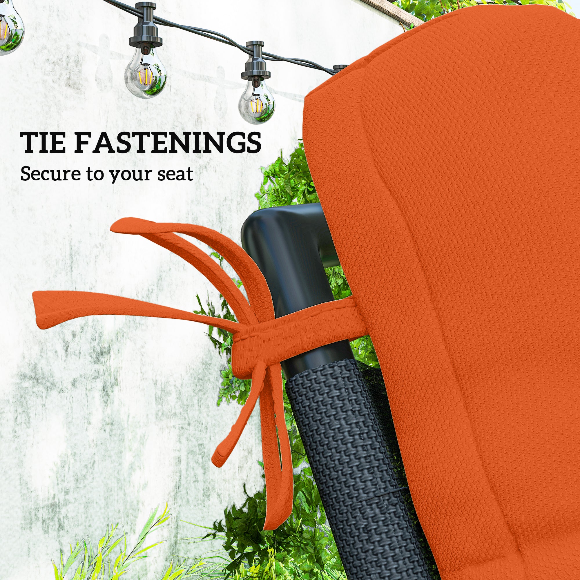 Set of Two Padded Outdoor Seat Cushions - Orange