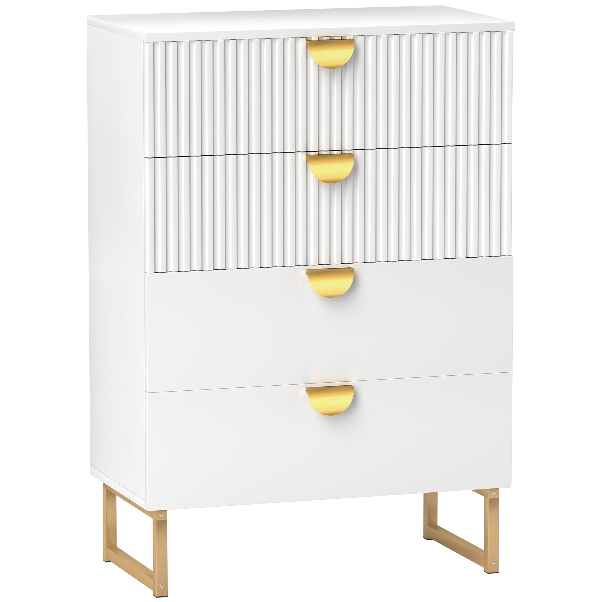 Elegant Chest of Four Drawers - White