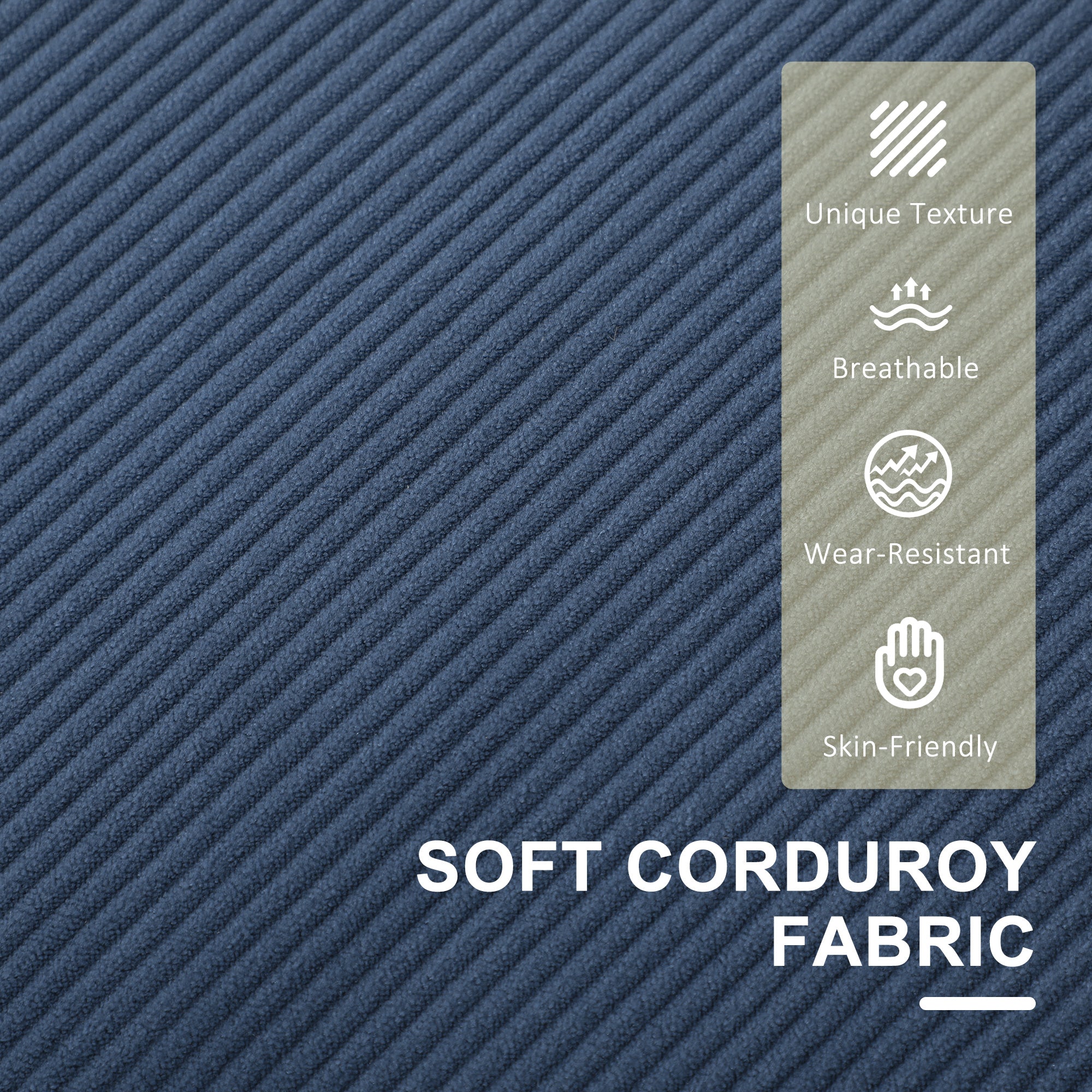 Small Two-Seater Corduroy Sofa - Blue