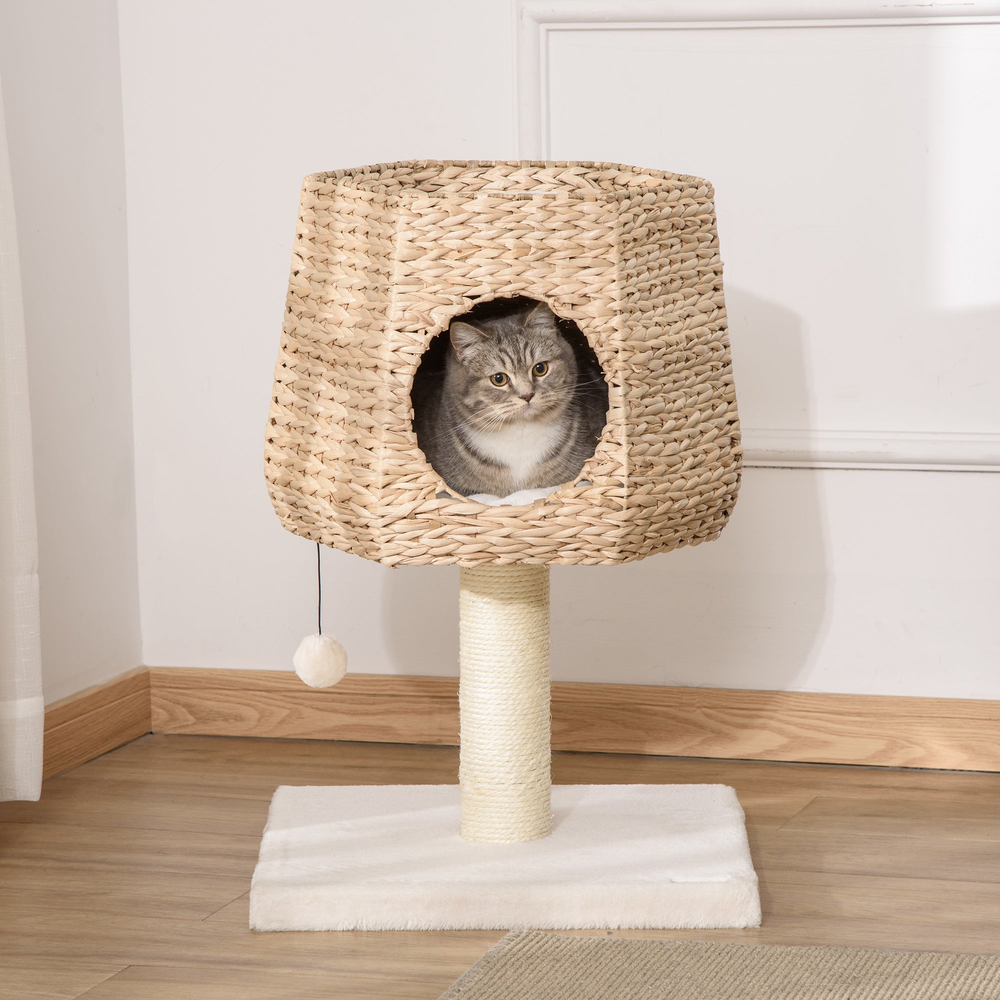Cat Tree Tower with Scratching Post for Indoor Cats Climbing Activity Center Kitten Furniture Condo Sisal 45 x 45 x 66cm Natural