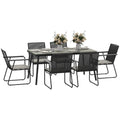 6 Seater Garden Dining Set with Weatherproof Table and Soft Cushions - Grey