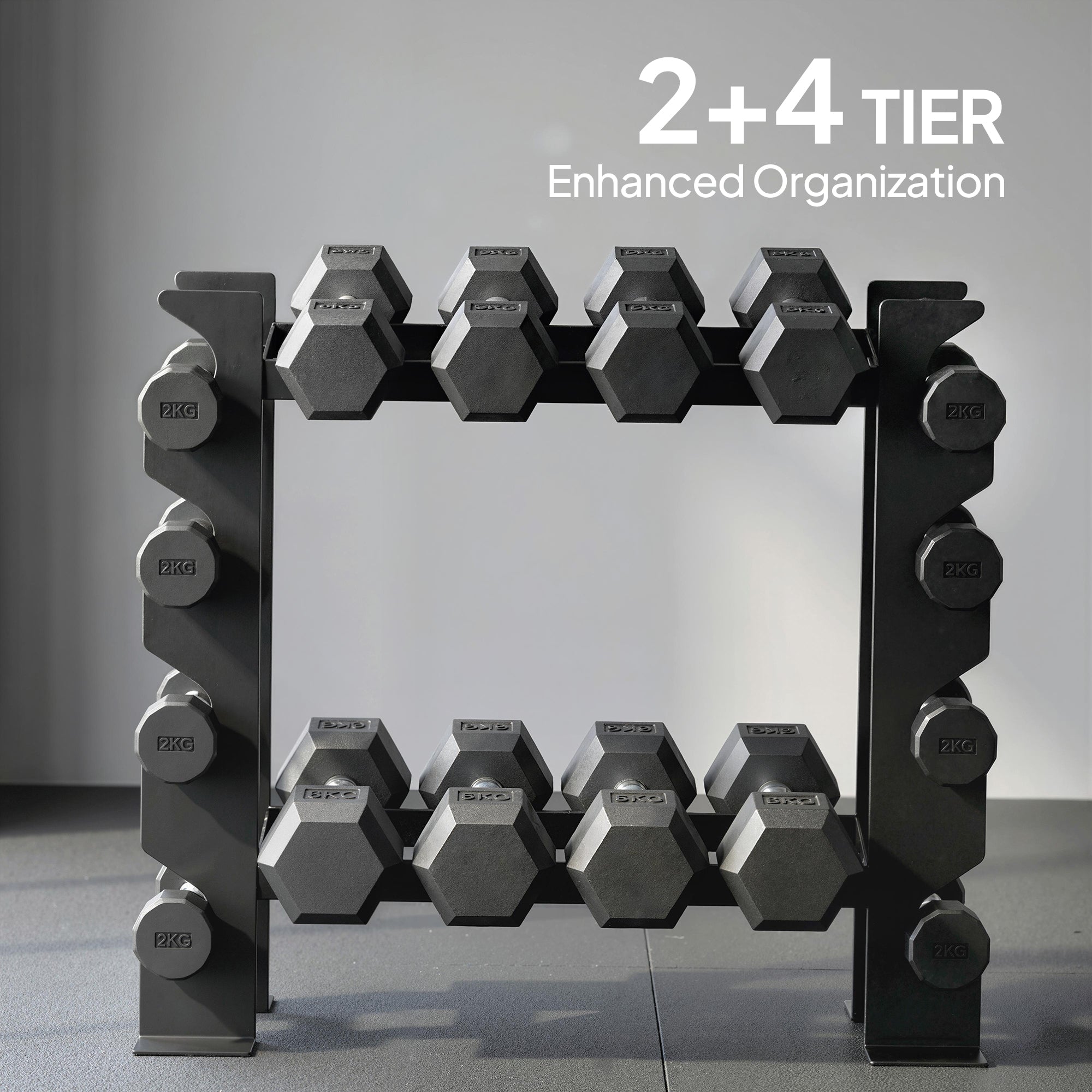 4-Tier Dumbbell Rack, Heavy-Duty Weight Rack for Dumbbells, Kettlebells and Multiple Balls, 200 KG Capacity, Black