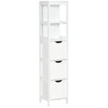 Narrow Floor Cabinet, Bathroom Cabinet with 3 Drawers and 2 Open Shelves, 30W x 30D x 141.6Hcm, White