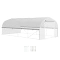 6 x 3m Walk-In Polytunnel Greenhouse Set with PE Cover and Mesh Door - White