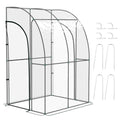 143cm x 118cm Walk-In Lean To Greenhouse with Accessories - Clear Green