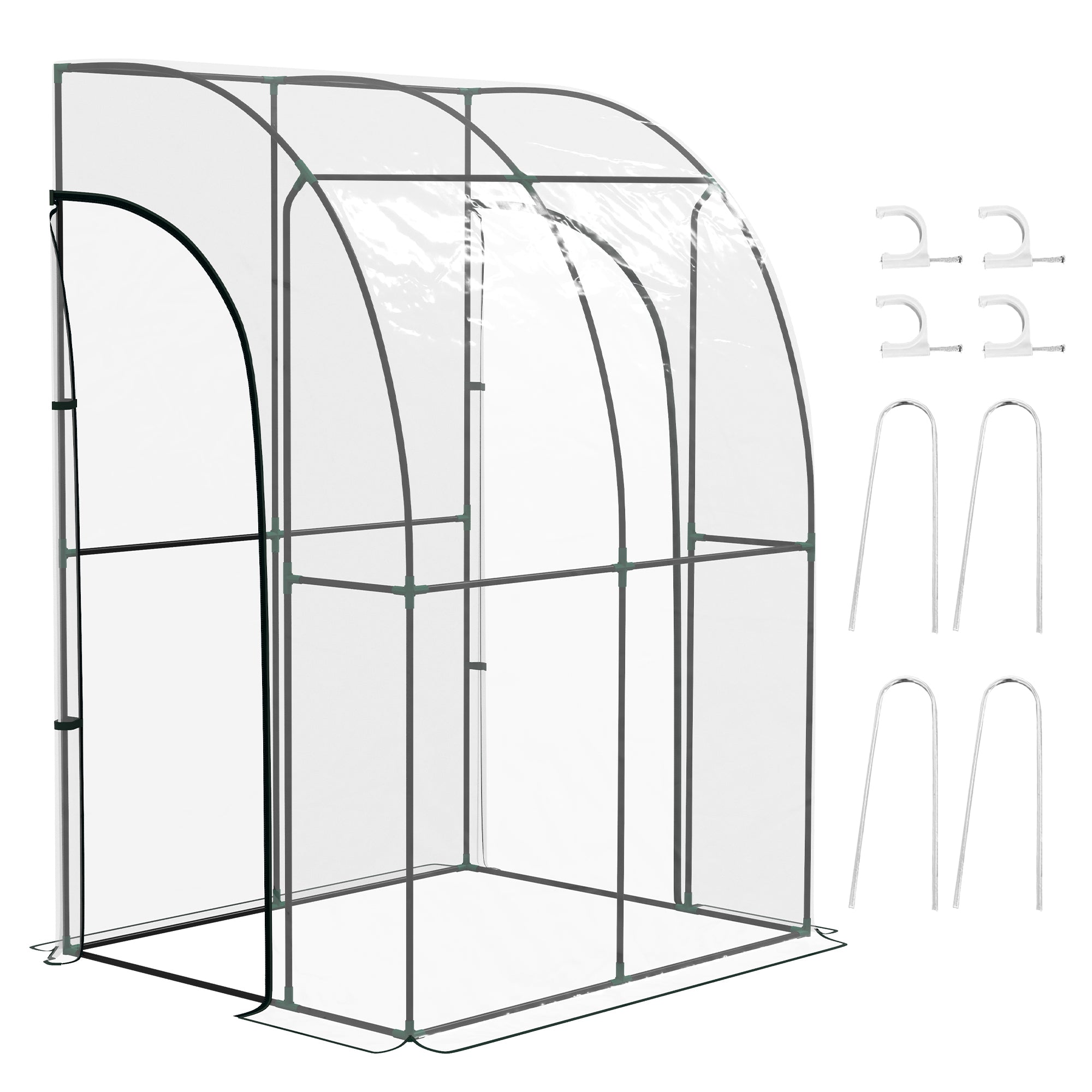 143cm x 118cm Walk-In Lean To Greenhouse, with Accessories