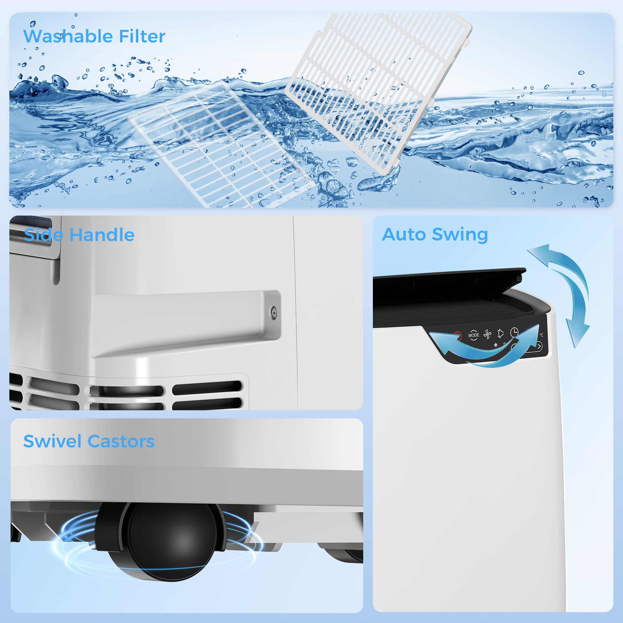 Portable Air Conditioner 14000 BTU, 4-in-1 AC Unit with Cool, Dehumidifier, Fan, Sleep Mode, WiFi Voice Remote Control