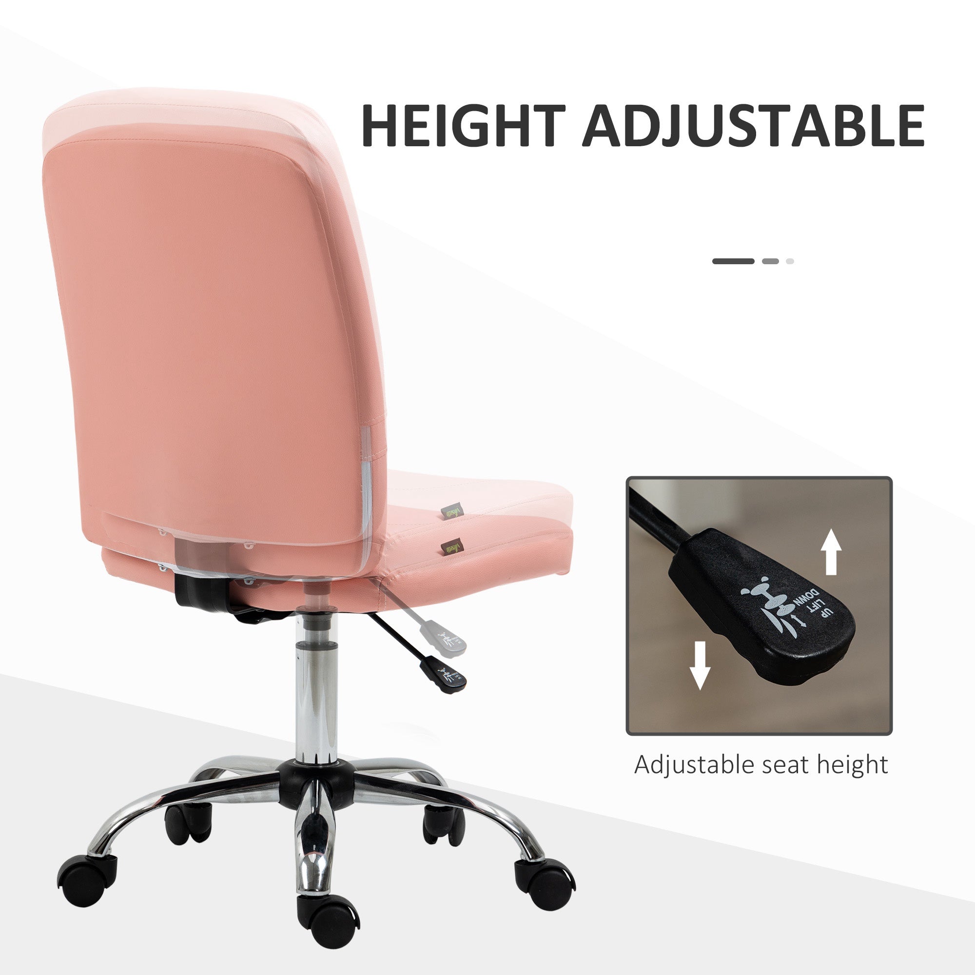 Armless Faux Leather Office Chair - Pink