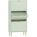 Elegant Three-Drawer Shoe Cabinet - Light Green