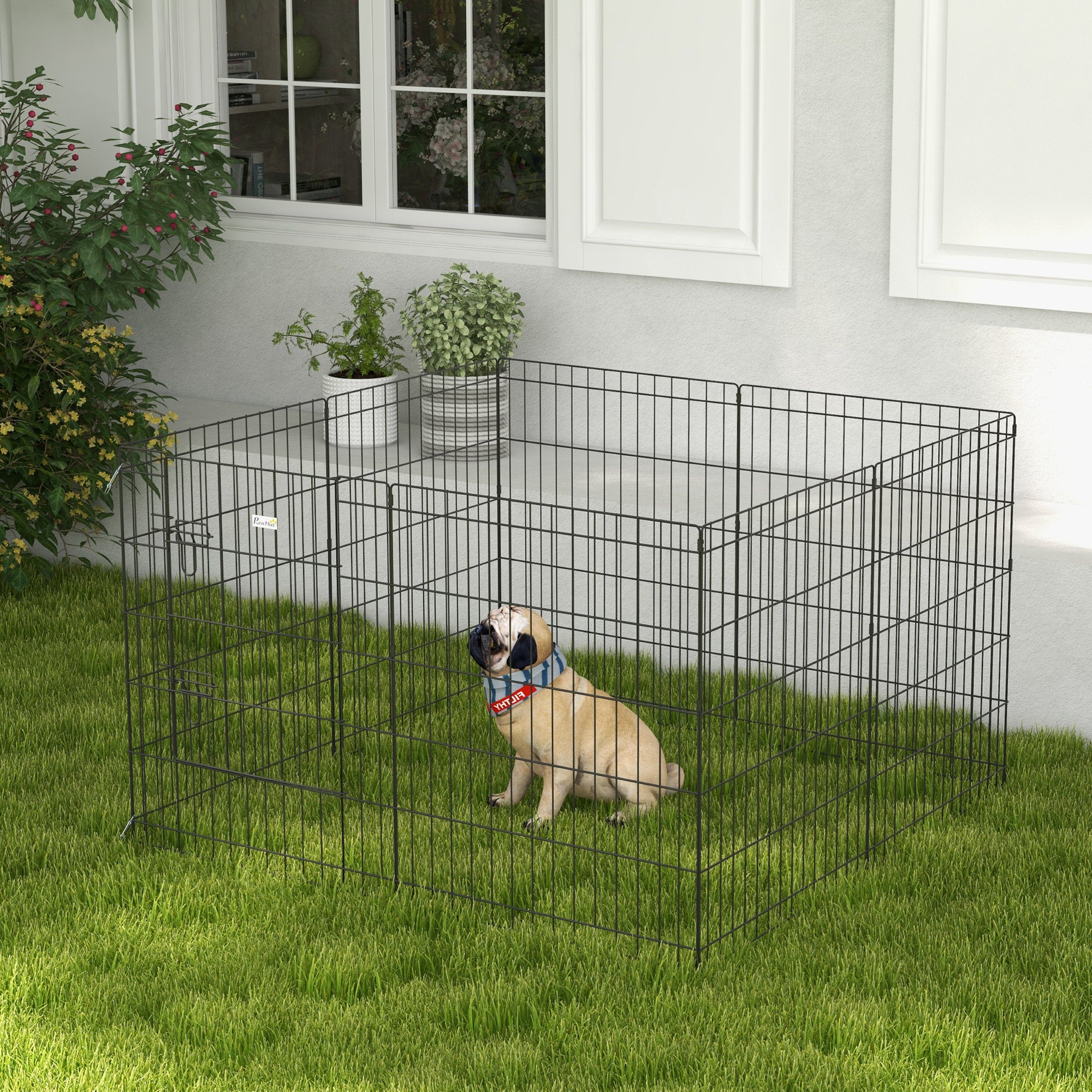 8 Panel DIY Dog Pen with Door, for Dogs, Small Animals, Indoor/Outdoor Use, 76cm High