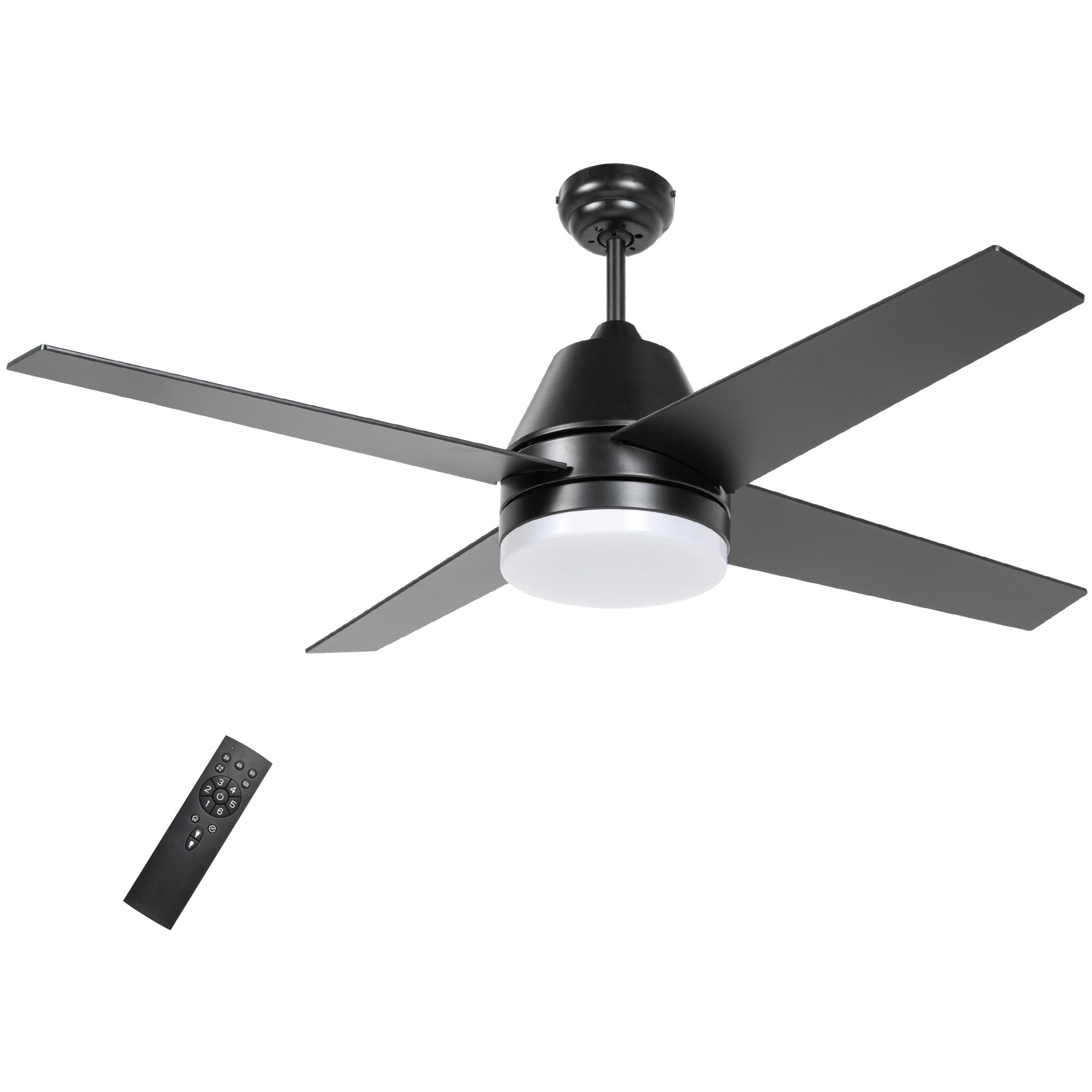 Ceiling Fan with LED Light, Flush Mount Ceiling Fan Lights with Reversible Blades, Remote, Black and Walnut Brown