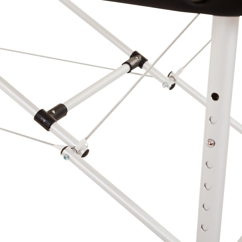 Portable Aluminium Massage Table, 3-Section Foldable Couch Bed with Adjustable Headrest, Arm Support, and Carrying Bag, White