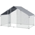 Galvanised Walk-In Chicken Coop Hen House 3 x 1.7 x 1.9m with Water-Resist Cover - Silver