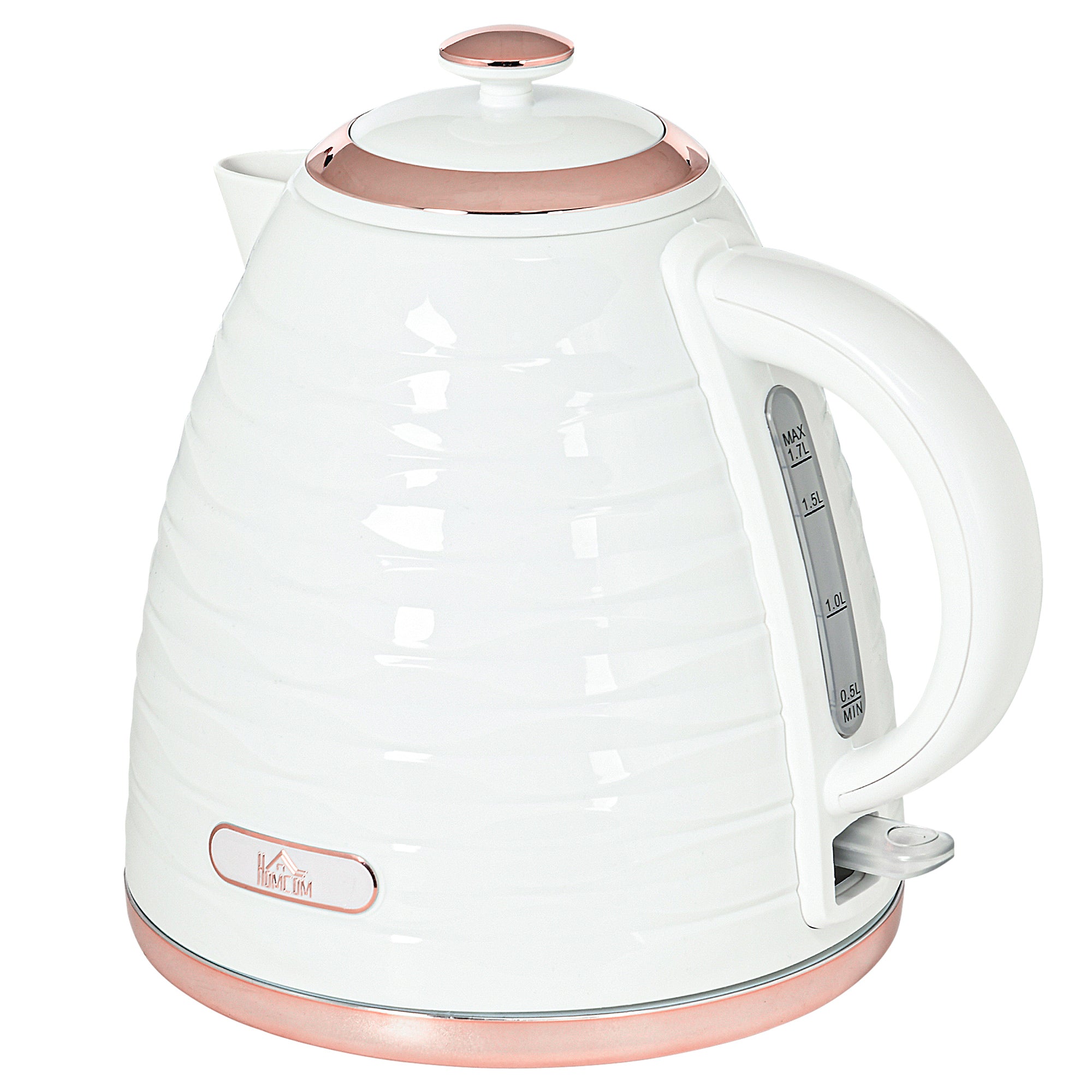 Electric Kettle, 1.7L, Fast Boil, 3kW Water Kettle with Removable Washable Anti-scale Filter, Auto Shut-off, 360° Swivel, BPA Free, Cream White Water Ripple Texture