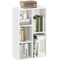 2-Tier 5-Compartment Bookshelf with Dual Orientation - White