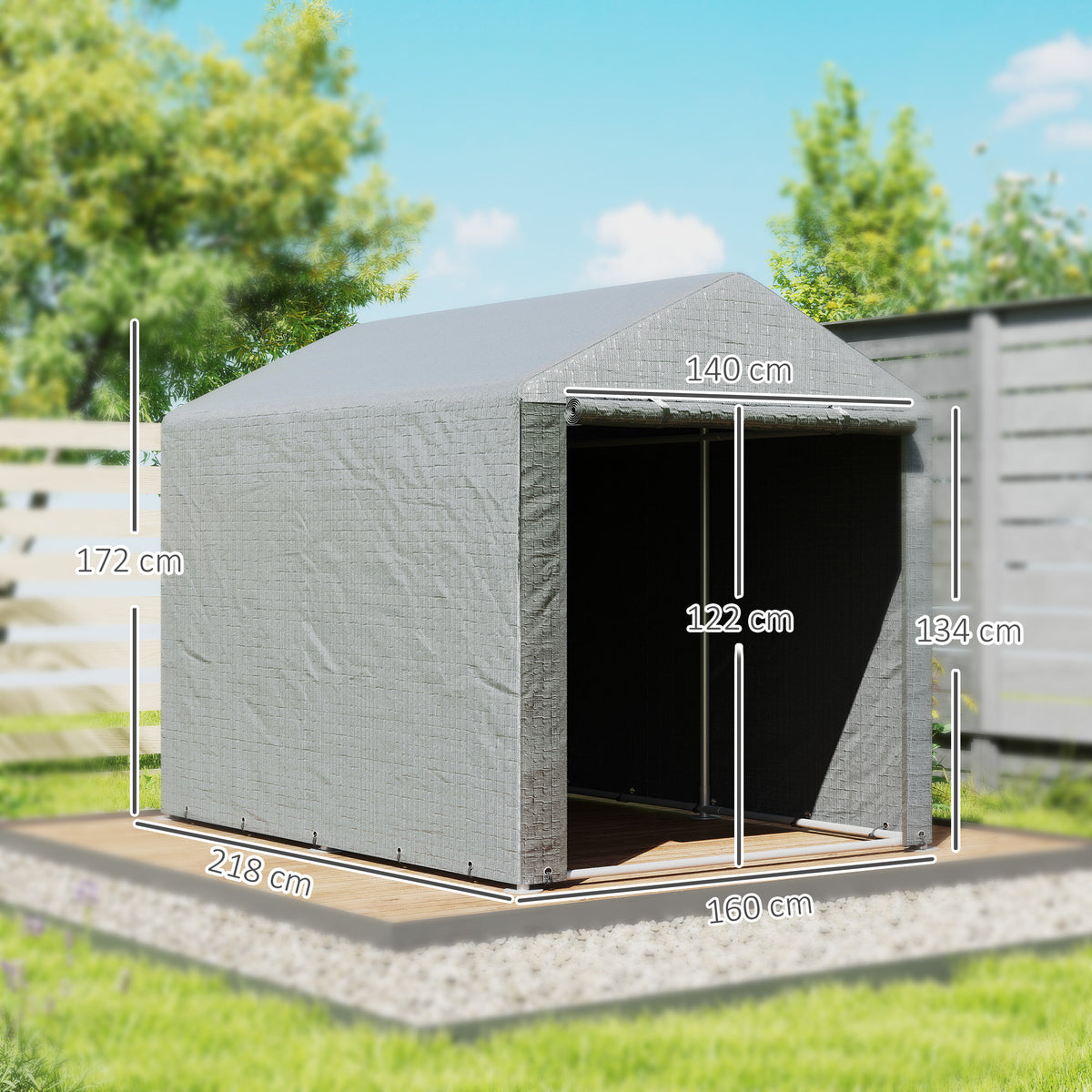 2.2 x 1.6 m Outdoor Storage Tent, with Accessories - Light Grey