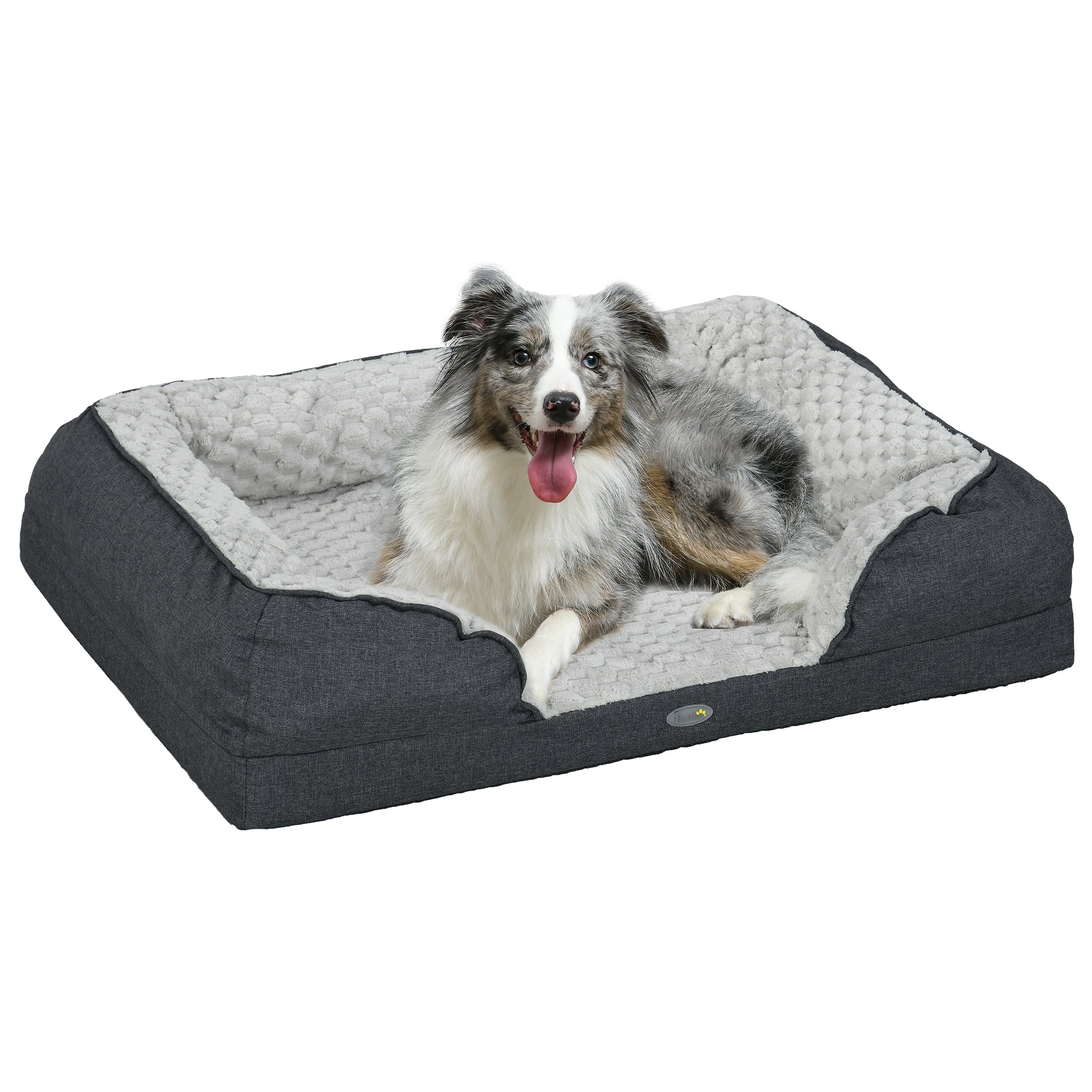 Calming Dog Bed Pet Mattress w/ Removable Cover, Anti-Slip Bottom, for Medium Dogs, 90L x 69W x 21Hcm - Charcoal Grey