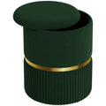 Velvet-Feel Storage Ottoman with Cushioning and Storage Compartment - Green