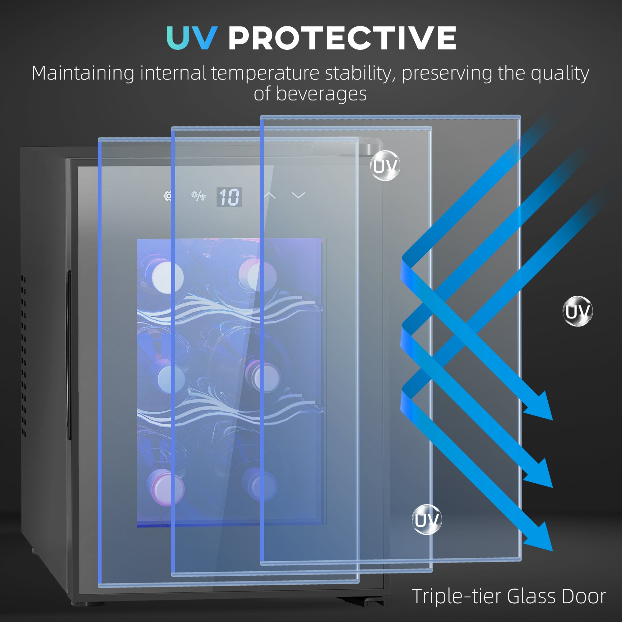 Six Bottle 8-18℃ Countertop Wine Fridge - Black