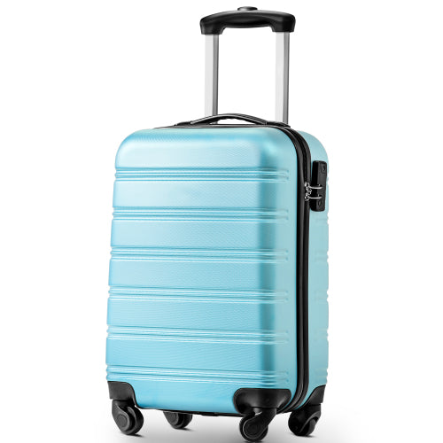 20/24/28 Inch Set of 3 ABS Hard Shell 4-Wheel Travel Luggage with Silent Wheels, Secure Combination Lock, Trolley Suitcase Set, Blue