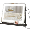 LED Tabletop Makeup Mirror with Adjustable LED Light Settings - Black
