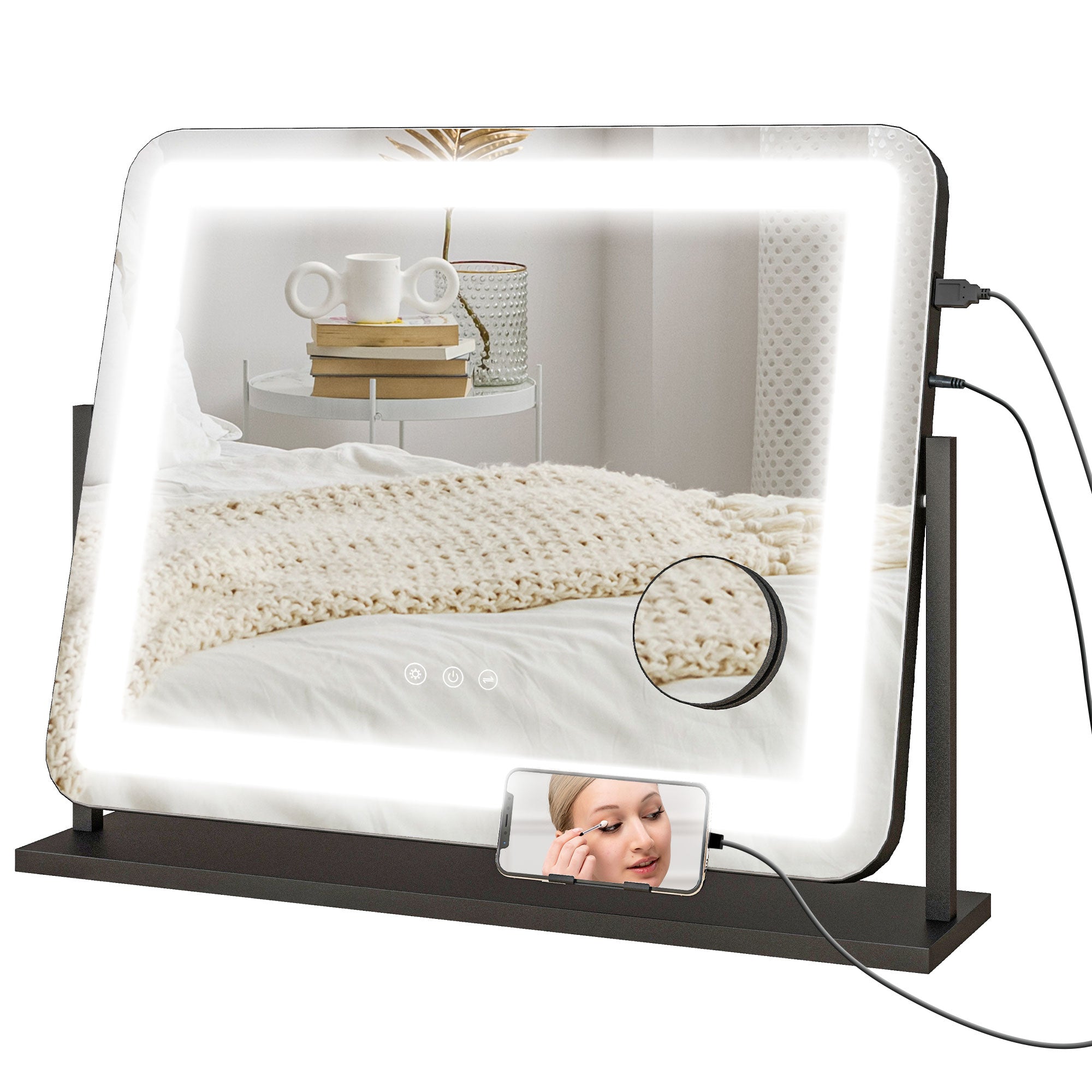 LED Light Tabletop Makeup Mirror, with Adjustable Settings