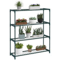 Four-Tier Steel Plant Shelf with Grid Shelves - Black