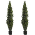 Set of 2 Decorative Artificial Plants Cypress in Weighted Pot, Fake Plant with 2035 Leaves, 150 cm