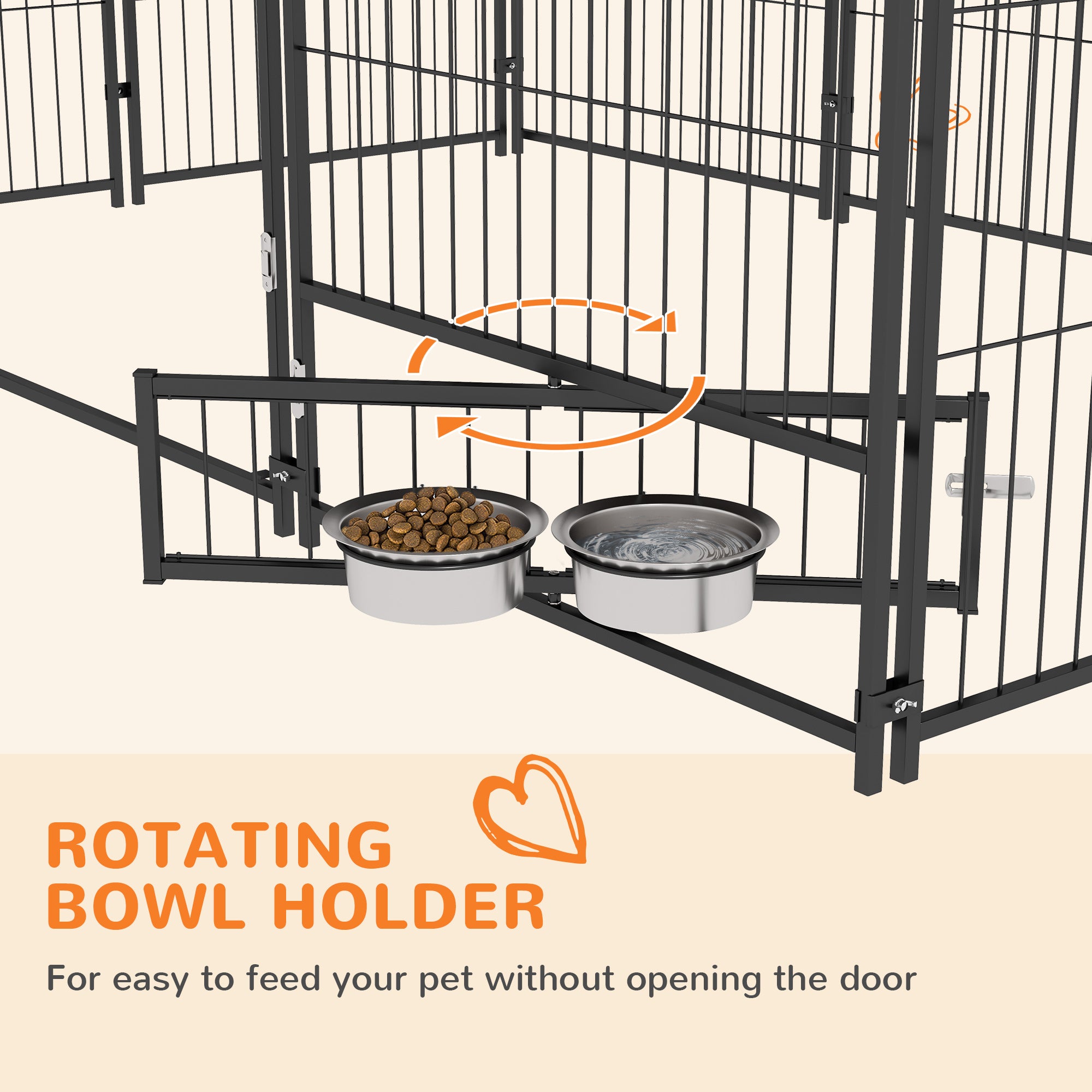 Outdoor Dog Kennel Puppy Play Pen with Canopy Garden Playpen Fence Crate Enclosure Cage Rotating Bowl 211 x 141 x 151 cm