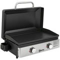 2 Burner Grill Griddle, Portable Gas Plancha, 6 kW, Tabletop Gas BBQ with Grease Cup for Camping Picnic Patios, Black