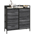 Rustic Chest with Six Fabric Drawers and Steel Frame - Black