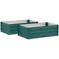 Set of 2 Galvanised Steel Raised Garden Planters 30x100cm - Green
