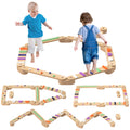 Wooden Balance Beam for Kids with Coordination and Agility Training - Multicoloured