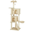 160cm Large Cat Tree Tower with Sisal Scratching Posts, Condos, Plush Perches, Hammock, Ladder, Beige