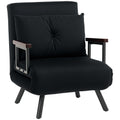 4-in-1 Velvet-Feel Single Chair Bed with Pillow - Black
