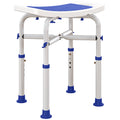 Adjustable 44-51.5cm Aluminium Frame Shower Bath Stool with Padded Seat - White