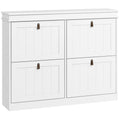 Slim Shoe Cabinet, Shoe Cabinet with 4 Drop-Down Drawers, 105W x 24D x 82.5H cm, White