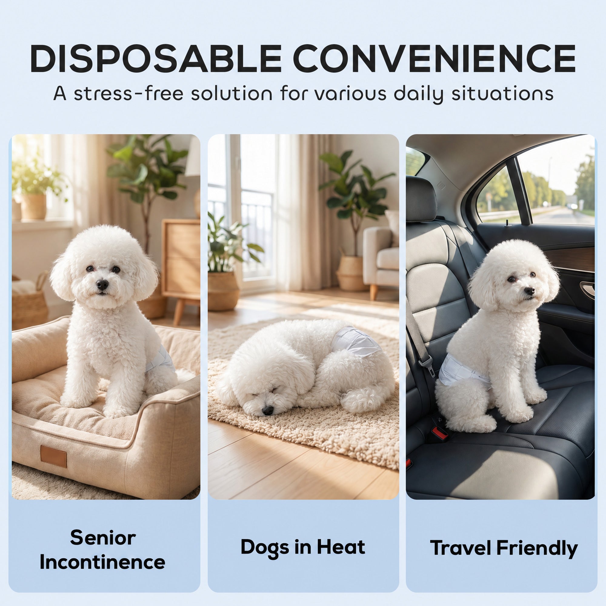 Dog Diapers Super Absorbent Leak-Proof Dog Nappies for Male Dogs Size S 30-48 cm Waist