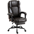 Executive Home Office Chair Reclining Function Footrest Computer Desk Chair High Back, Brown