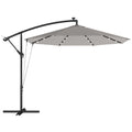 3 m Cantilever Parasol with Solar LED Lights Garden Umbrella with Cross Base, Light Grey