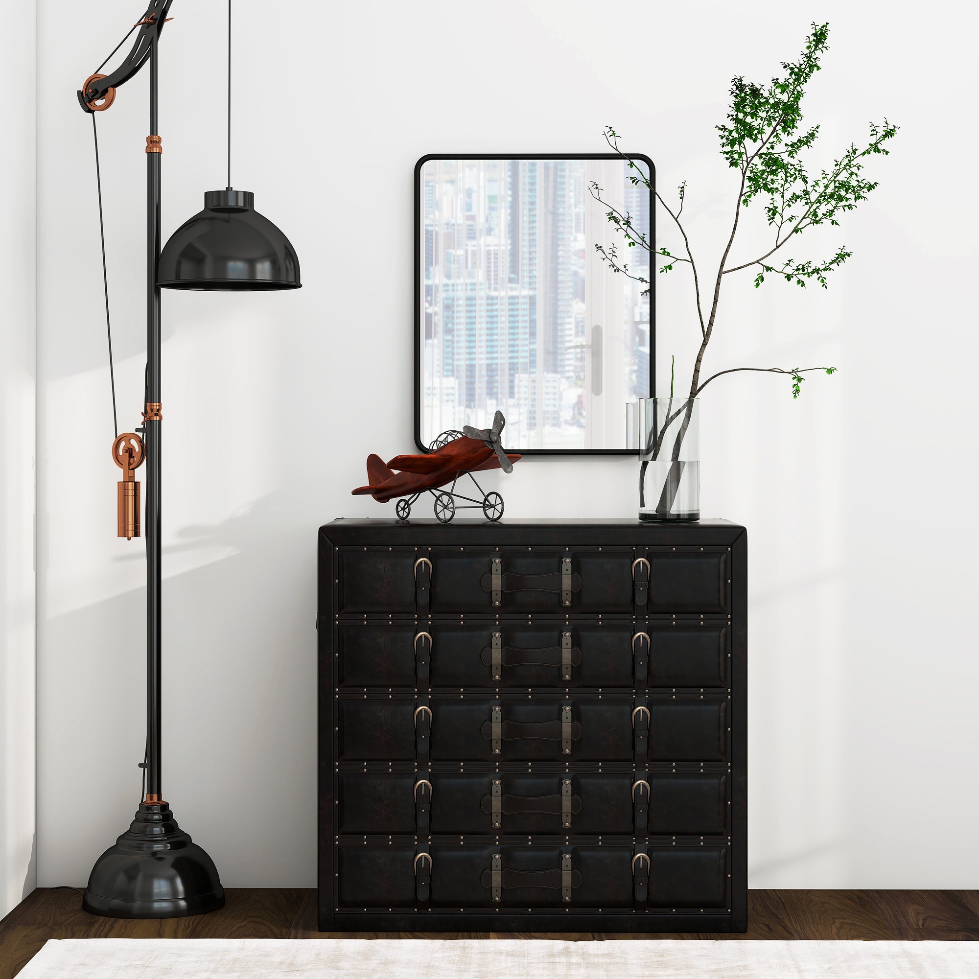 Rectangular Wall Mirror with HD Glass - Black