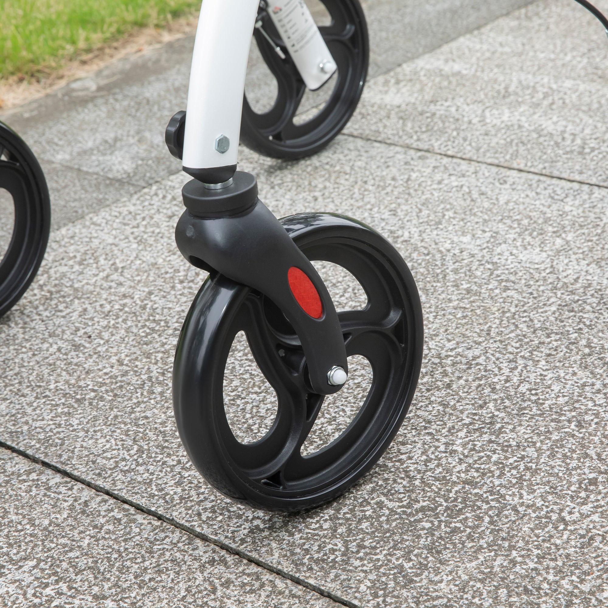 Folding Upright Rollator Walker with Lightweight Walking Frame, Storage Bag, Tray, Dual Brakes, Adjustable Handle Height, Mobility Aid Rolling 4 Wheeled Walker for Seniors, White