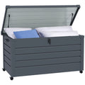 311L Galvanised Steel Lockable Garden Storage Box with Wheels - Dark Grey