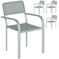 Stackable Garden Chairs Set of 4, Rattan Effect Outdoor Dining Chairs, Light Grey