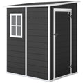 4'x5' Garden Storage Shed, Lean to Shed, Lockable Garden Shed with Window, Vent and Plastic Roof, Black