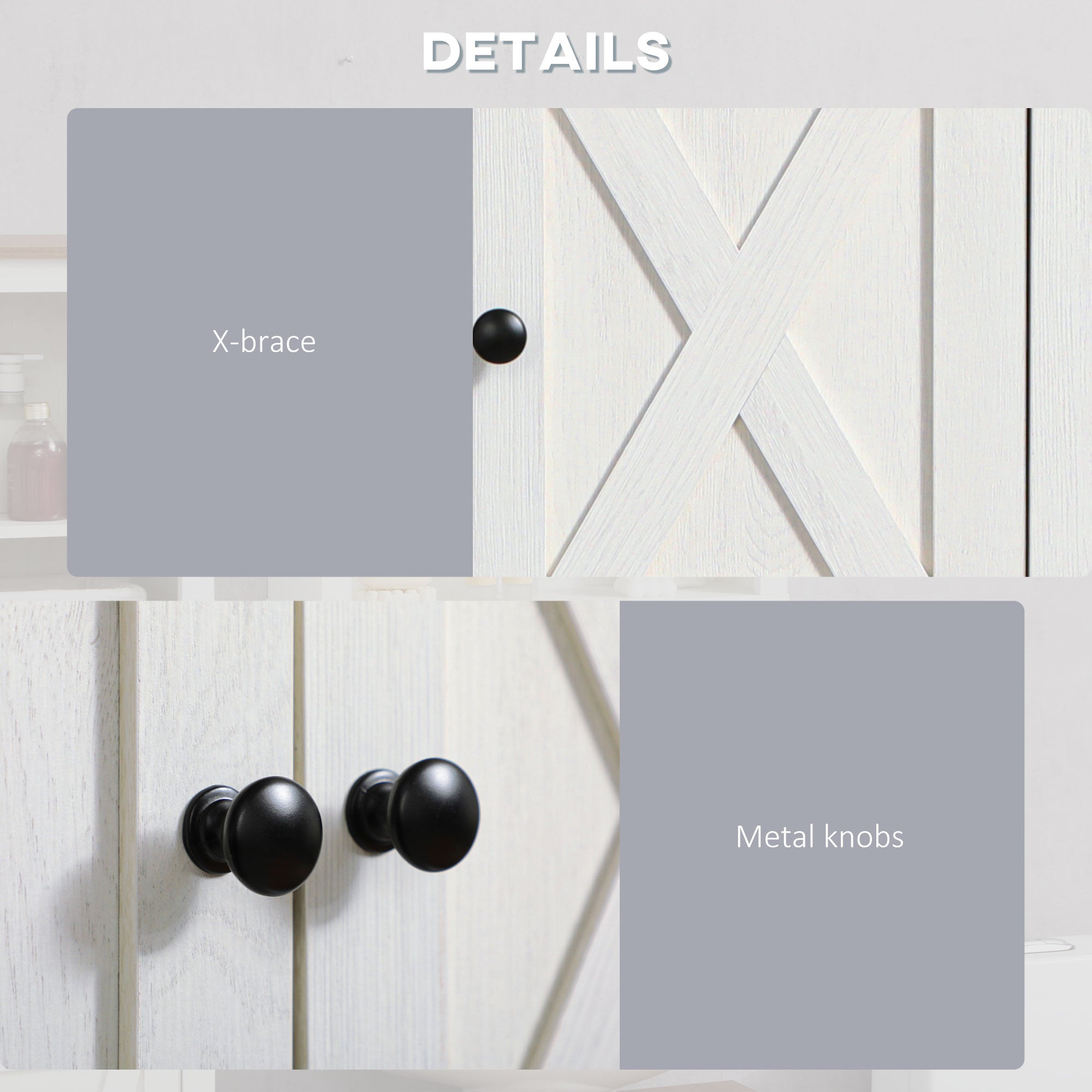 On-Wall Farmhouse Bathroom Storage Cabinet - White