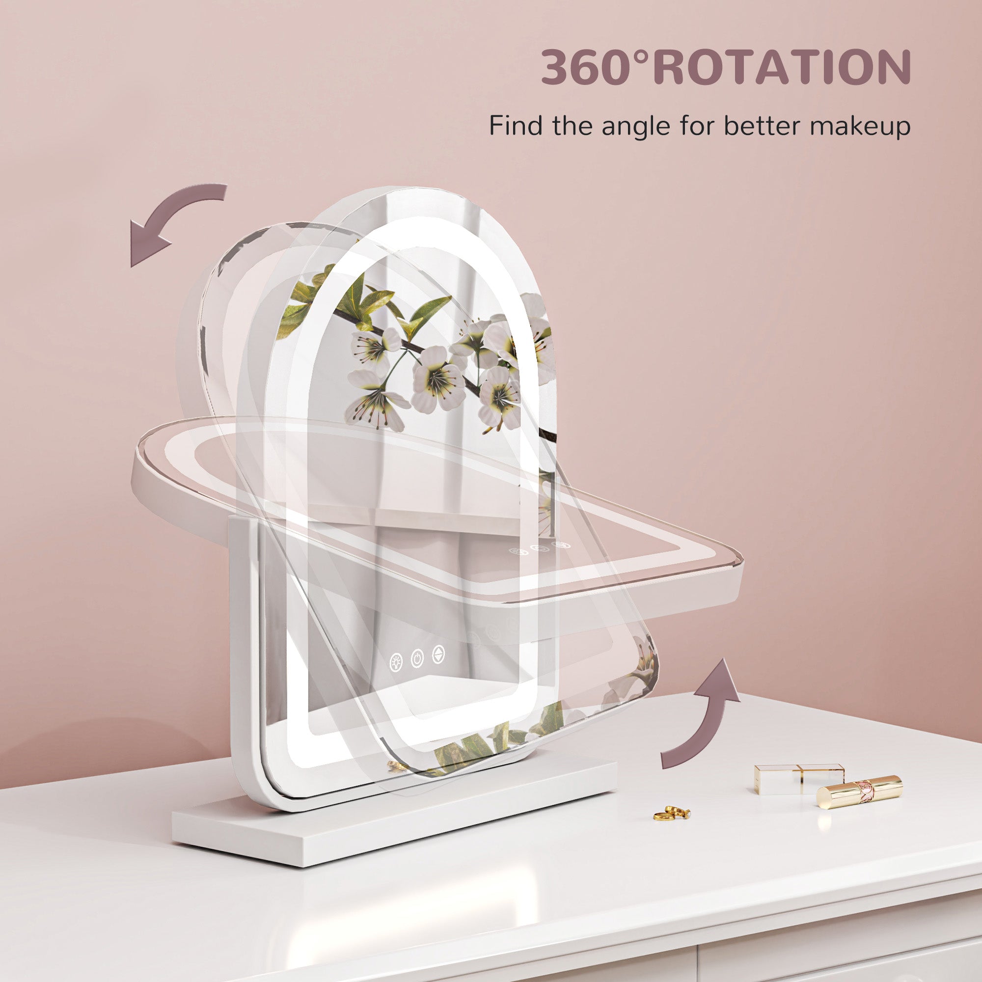 33 x 44.5cm LED Vanity Mirror with Adjustable Lighting - White