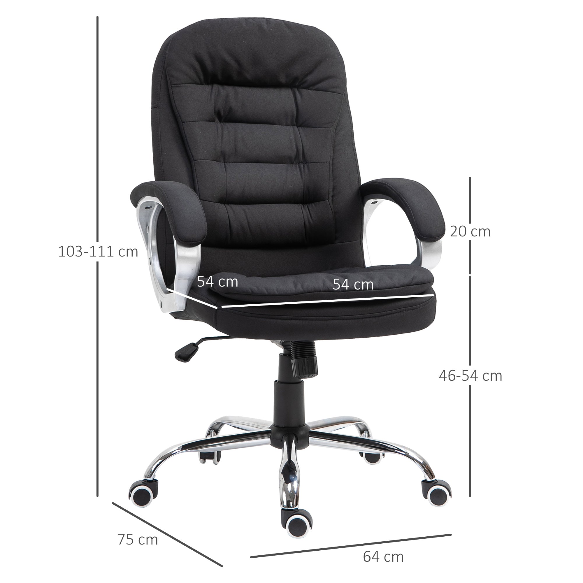 Ergonomic Office Chair Task Chair for Home with Arm, Swivel Wheels, Linen Fabric, Black