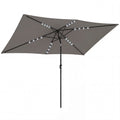 3 x 2 m Garden Parasol Umbrella with LED Solar Light, Parasol Cover, Outdoor Market Patio Umbrella, Dark Grey