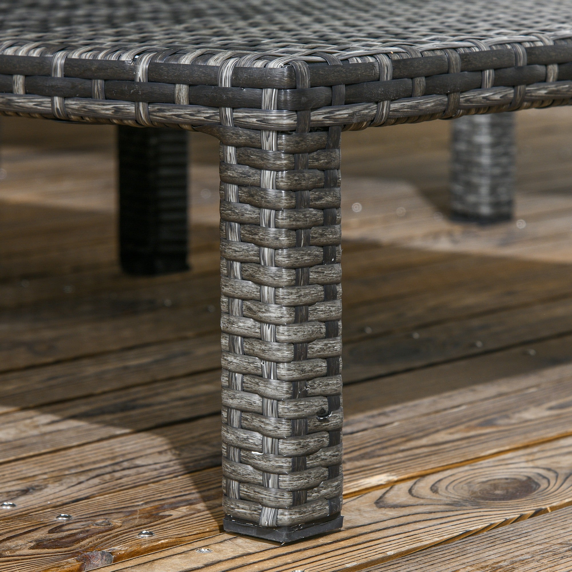 Set of Two Reclining Rattan Sun Loungers, with Cushions - Grey